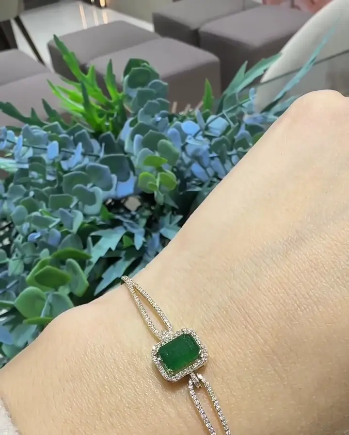 1.36 ct Zümrüt ve 0.78 ct Pırlanta Bileklik, görsel 1
