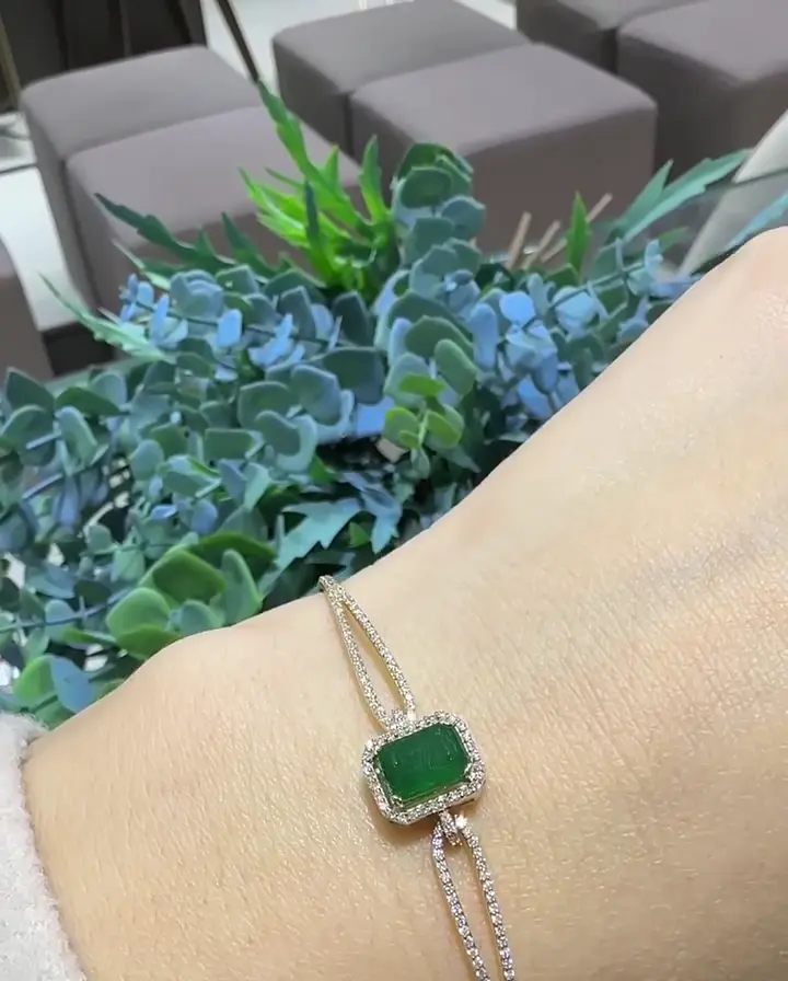 1.36 ct Zümrüt ve 0.78 ct Pırlanta Bileklik, görsel 2