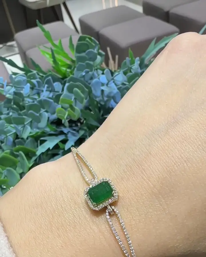 1.36 ct Zümrüt ve 0.78 ct Pırlanta Bileklik, görsel 3