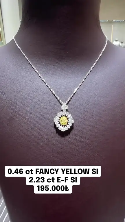 0.46 ct Sarı Pırlanta Tasarım Kolye videosundan kare